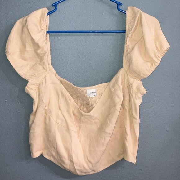 Wilfred Aritzia Women's Cream puff sleeve crop top XL 731 - Picture 1 of 2